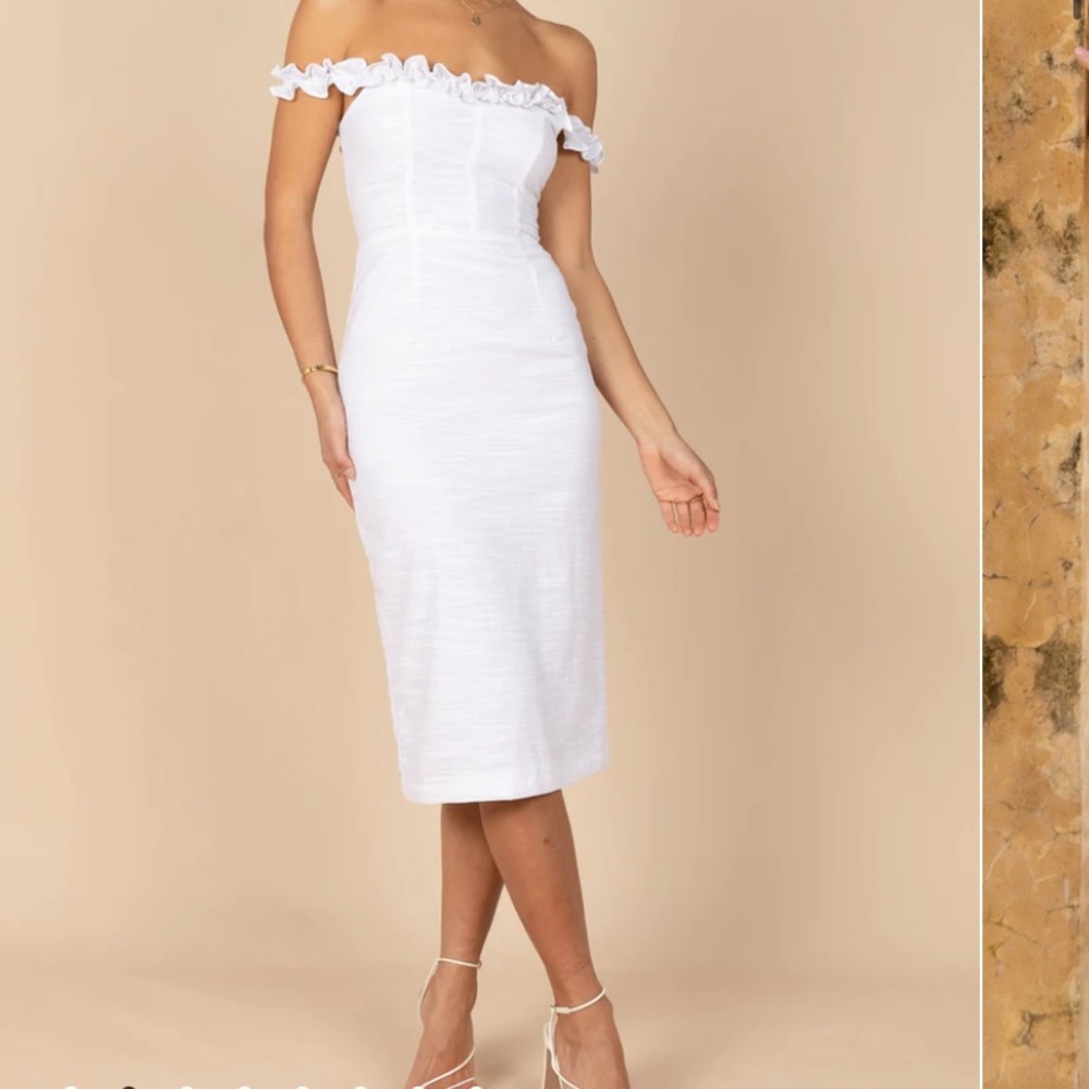 White off the shoulder midi dress Petal & Pup